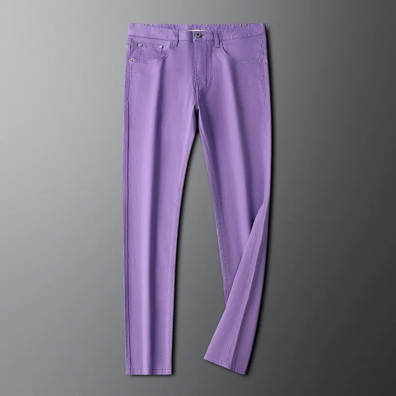 Beige men's premium cotton tailored pants, versatile for smart casual outfits.