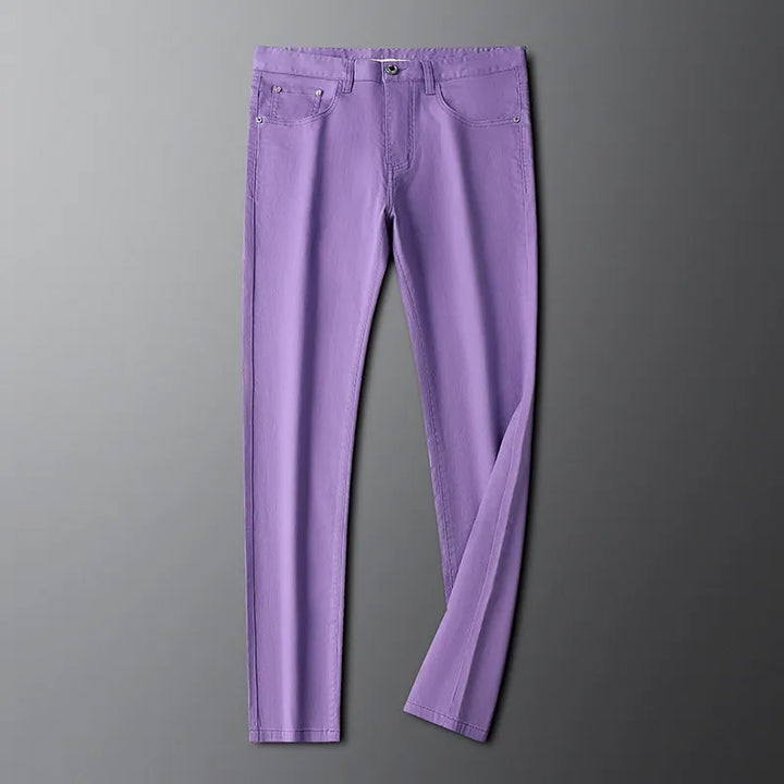 Beige men's premium cotton tailored pants, versatile for smart casual outfits.