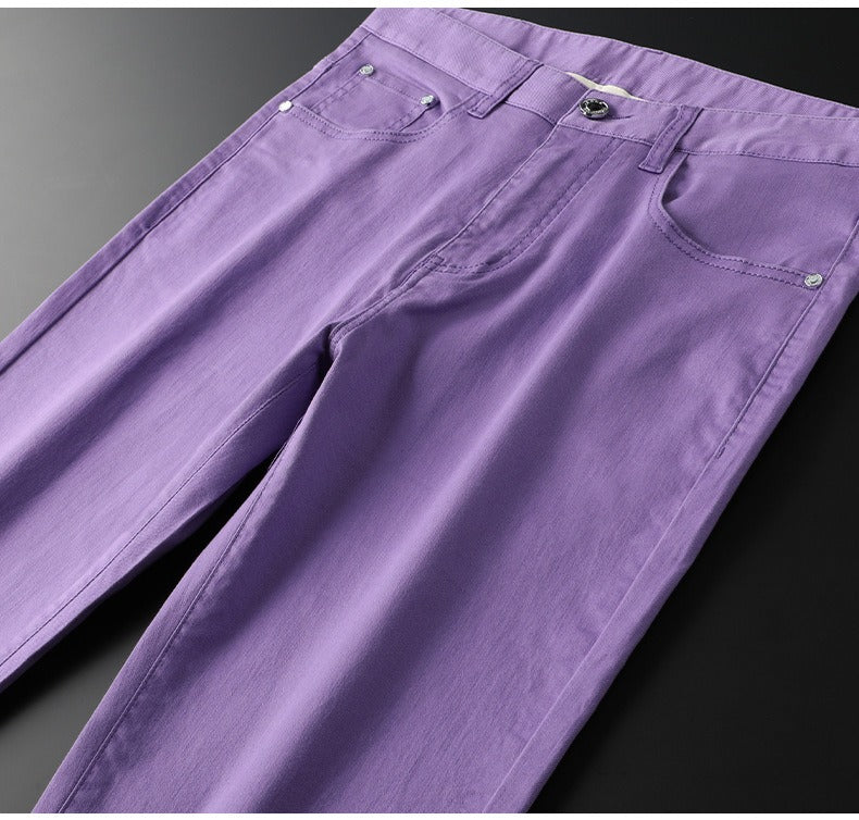 Flat-front men's tailored cotton trousers, a sleek choice for smart business attire.