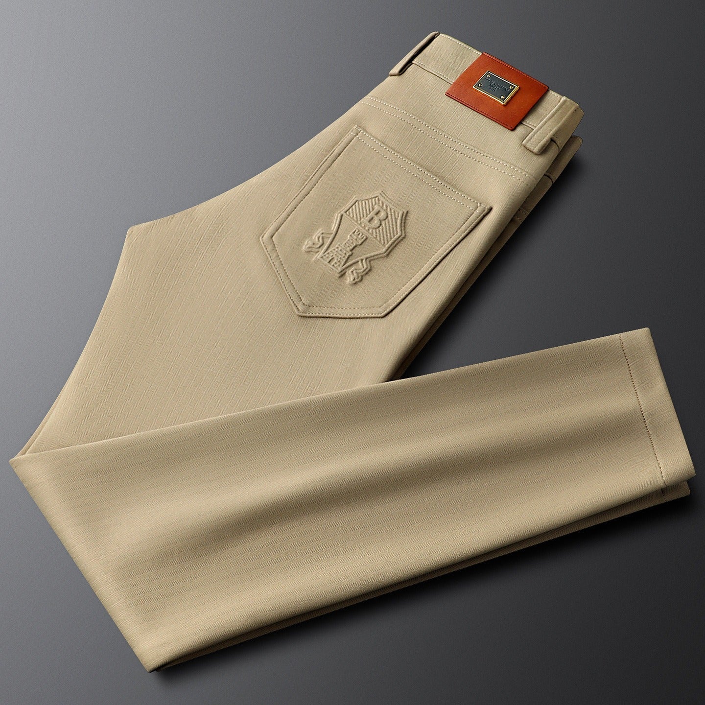 Sophisticated men's tailored herringbone dress pants for a premium and sharp fashion statement.