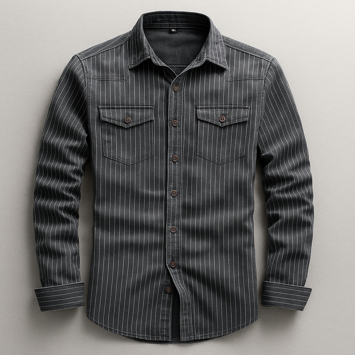 Comfortable men's casual long-sleeve button-up shirt, ideal for everyday wear, a must-have in men's fashion tops.