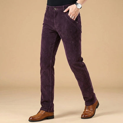 Stylish men's corduroy pants with modern tailored fit, ideal for versatile smart casual outfits.