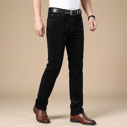 Brown corduroy dress pants for men, designed with a tailored fit for sophisticated business casual look.