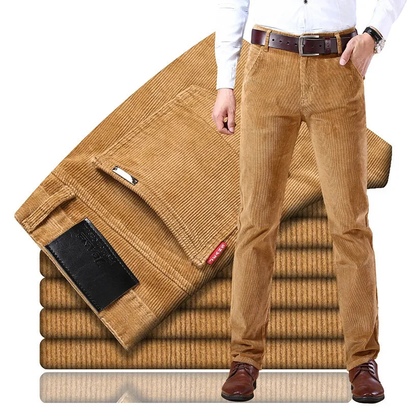 Men's smart casual corduroy pants, tailored for comfort & style, a must-have for modern wardrobes.