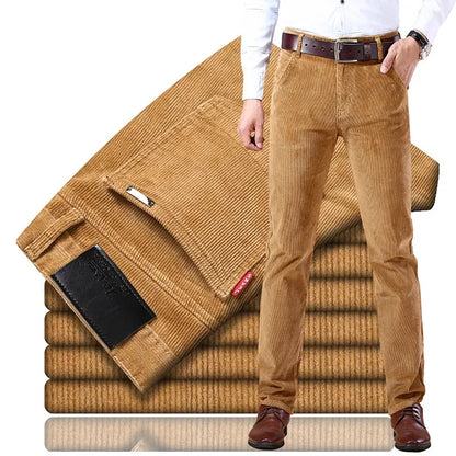 Men's smart casual corduroy pants, tailored for comfort & style, a must-have for modern wardrobes.