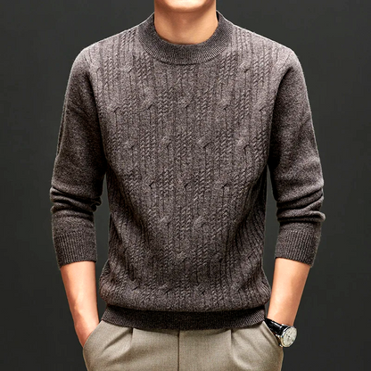 Comfortable long sleeve men's knit pullover sweater, tailored fit, perfect for versatile casual wear.