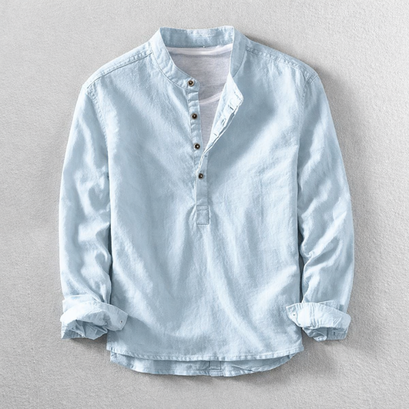 Stylish men's Henley shirt with a tailored fit. Versatile, breathable long-sleeve top for casual everyday wear.