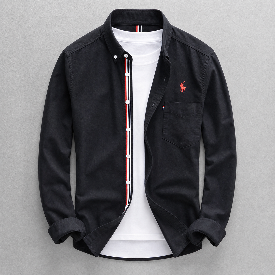 Comfortable men's tailored fit Oxford button-down shirt, versatile for both formal and casual men's clothing.