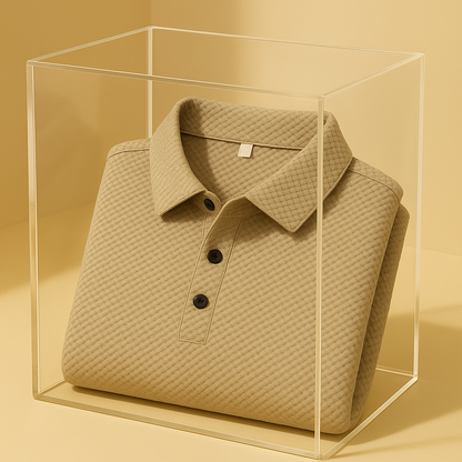 Moisture-wicking men's polo. Tailored fit, ideal for golf, casual wear, or sophisticated summer fashion.