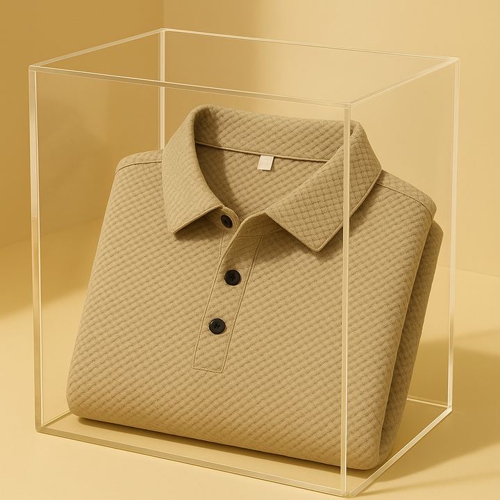 Moisture-wicking men's polo. Tailored fit, ideal for golf, casual wear, or sophisticated summer fashion.