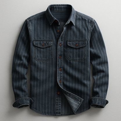 Stylish men's tailored fit stretch shirt. Long sleeve dress shirt or casual wear, offering comfort fit.