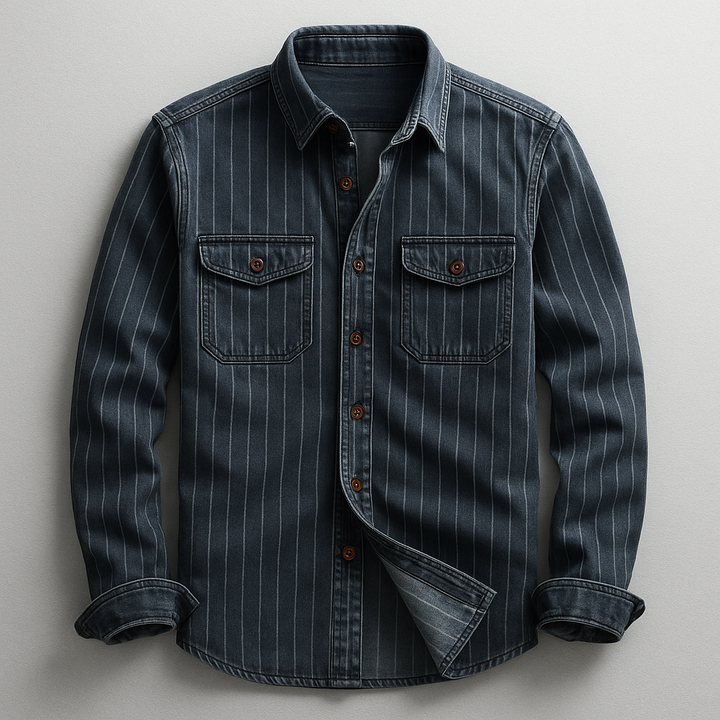 Stylish men's tailored fit stretch shirt. Long sleeve dress shirt or casual wear, offering comfort fit.