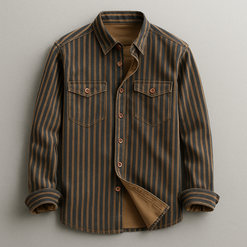 Close-up of men's tailored fit stretch shirt fabric, highlighting quality, texture & soft comfort.