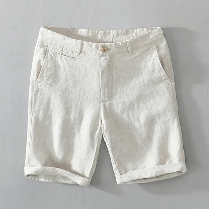 Breathable men's lightweight linen shorts for tailored summer looks, perfect for casual warm weather.