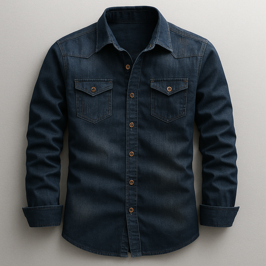 Men's tailored long sleeve button-up shirt. Versatile for smart casual & everyday comfort.