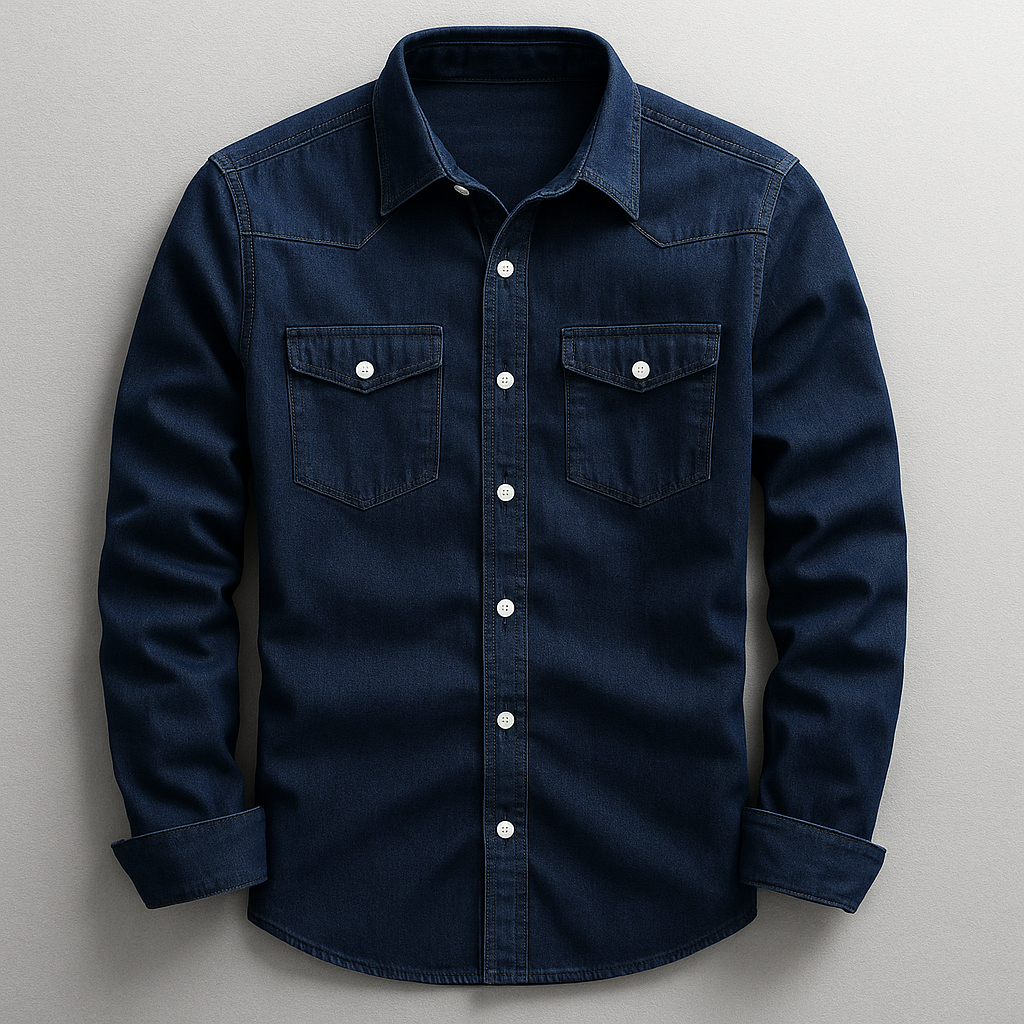 Premium men's long sleeve tailored button-up shirt. Offers versatile comfort for smart casual & everyday menswear.