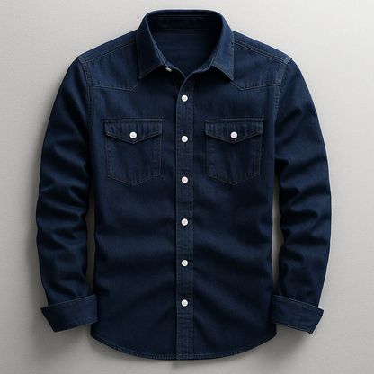 Premium men's long sleeve tailored button-up shirt. Offers versatile comfort for smart casual & everyday menswear.