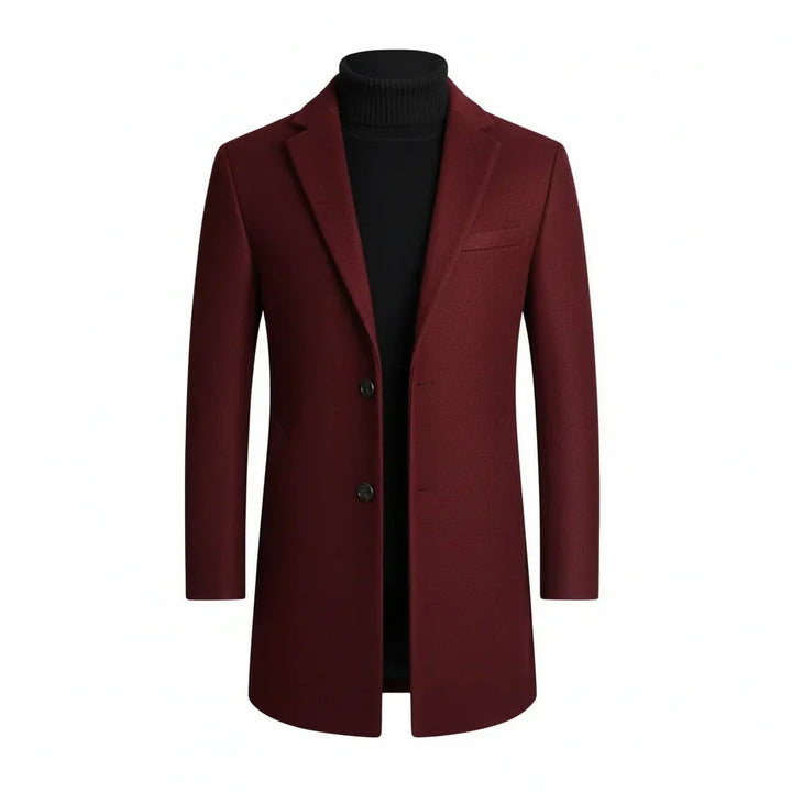 Sophisticated men's tailored coat, notch lapel design. Essential outerwear for formal events, business, or smart casual style.