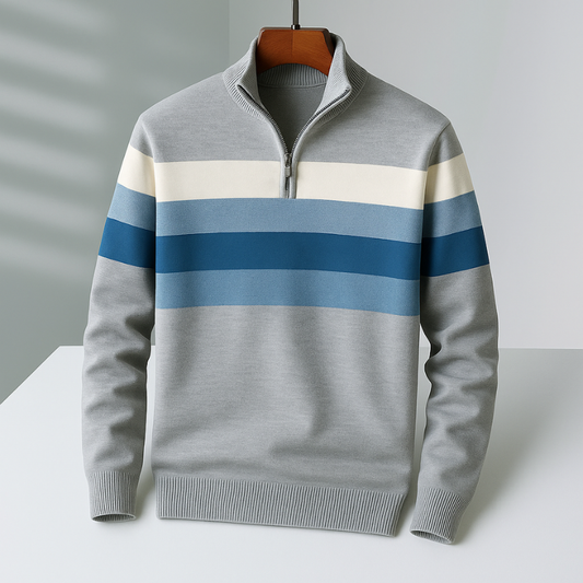 Men's tailored quarter-zip pullover in a classic solid color, perfect for versatile everyday wear.