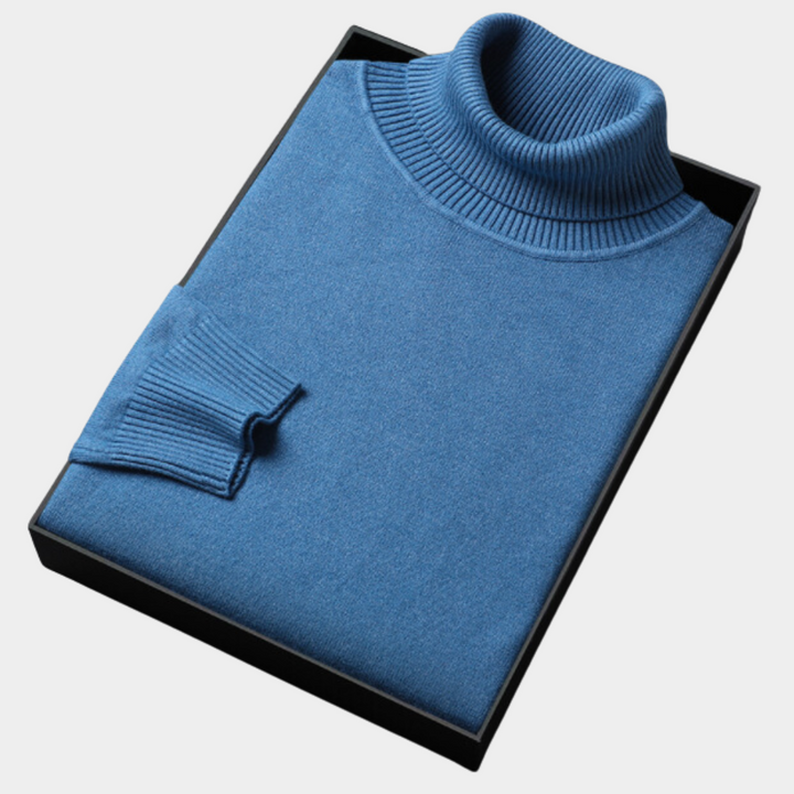 Stylish men's long sleeve roll neck polo jumper with a sophisticated tailored fit.
