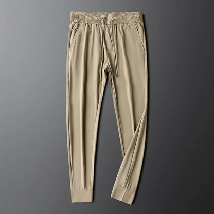 Front view of sophisticated men's slim fit tailored trousers, perfect for the office.