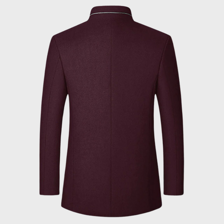 Elevate your professional style with this men's stand collar trench coat. Ideal for business fashion & smart-casual.