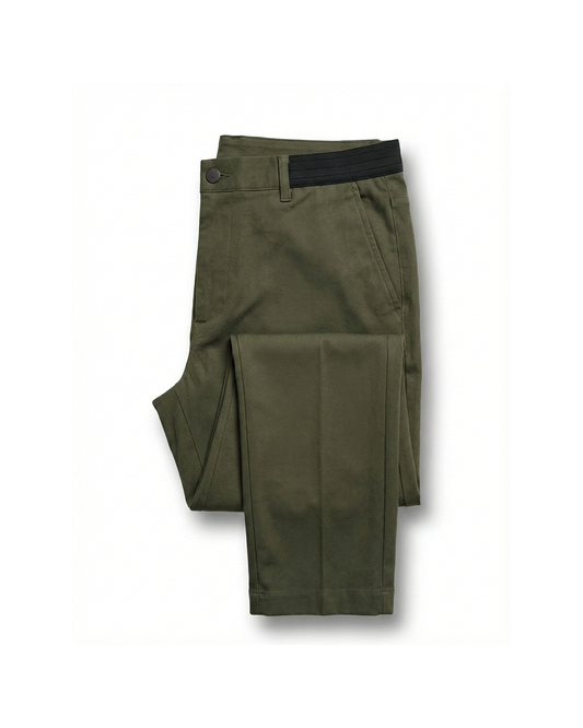 Men's tailored stretch chinos. Cotton blend for modern comfort & wrinkle-resistant everyday style.