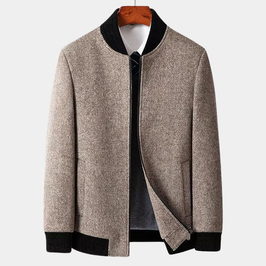 Men's tailored structured brown jacket, ideal formal or smart casual outerwear. Essential men's fashion.