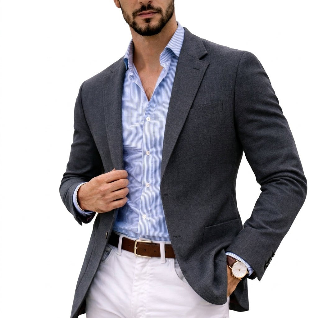 All-season men's tailored suit jacket for a smart, modern look. Essential business casual & formal fashion.