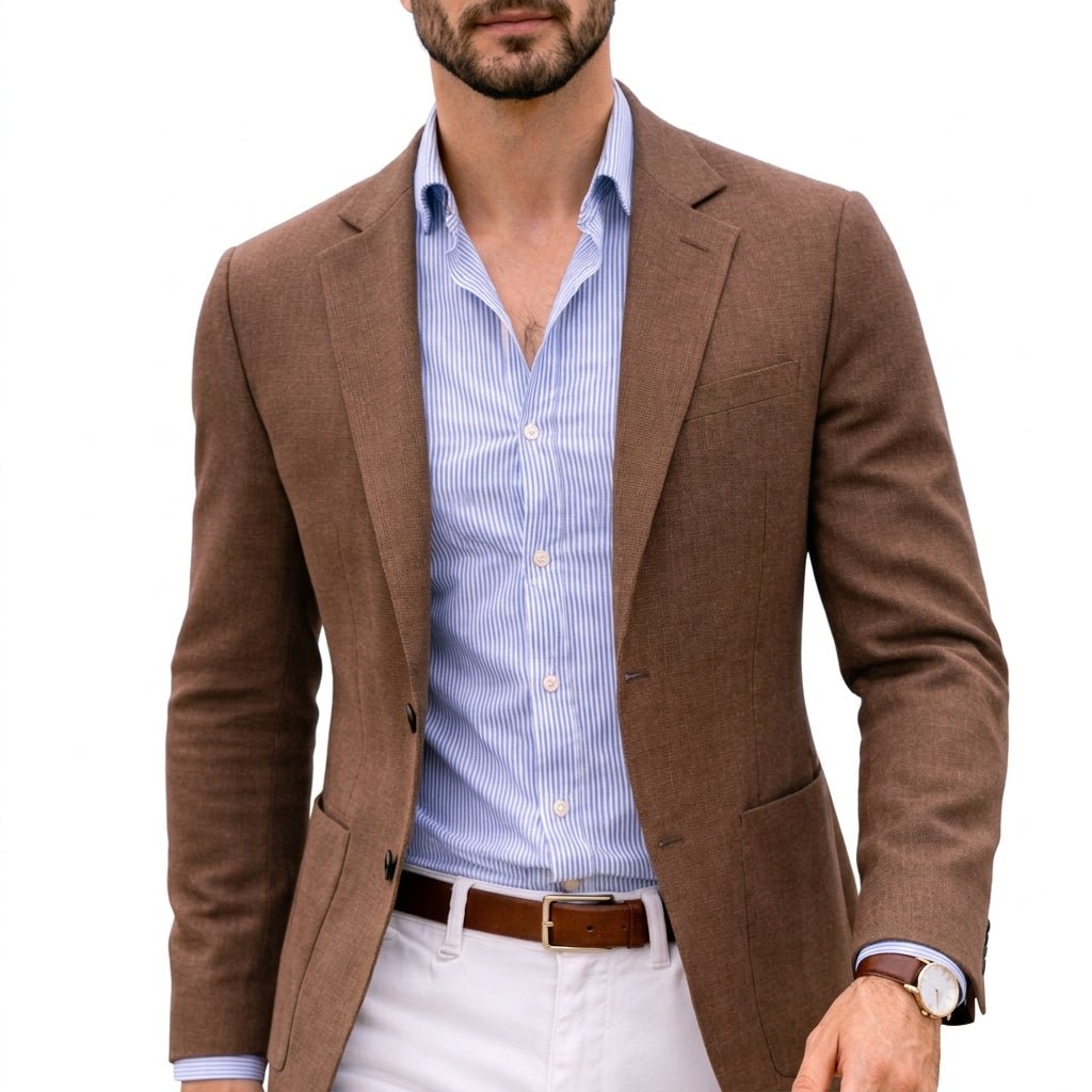 Sophisticated men's tailored blazer, ideal for formal wear, business casual, and modern smart style.