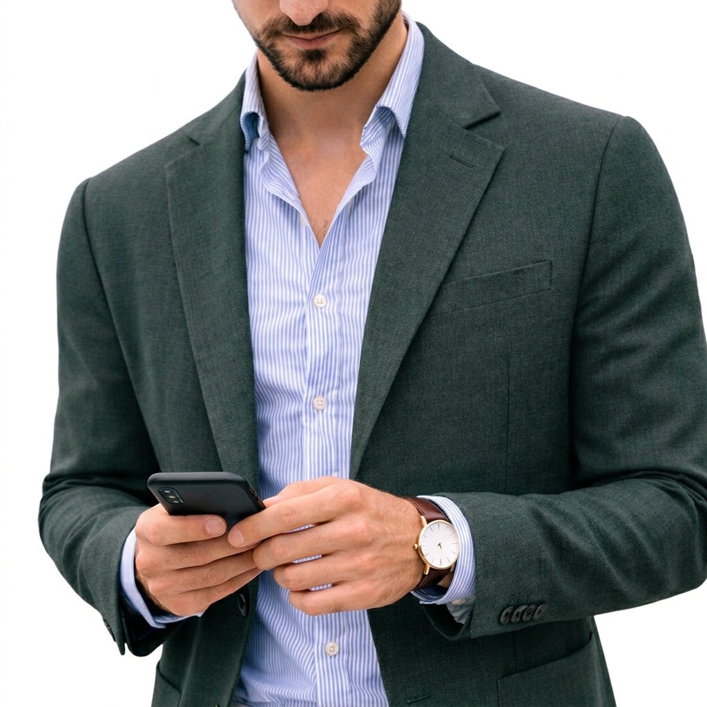 Premium men's suit jacket, tailored fit for a sleek look. Perfect for smart office wear & formal occasions.