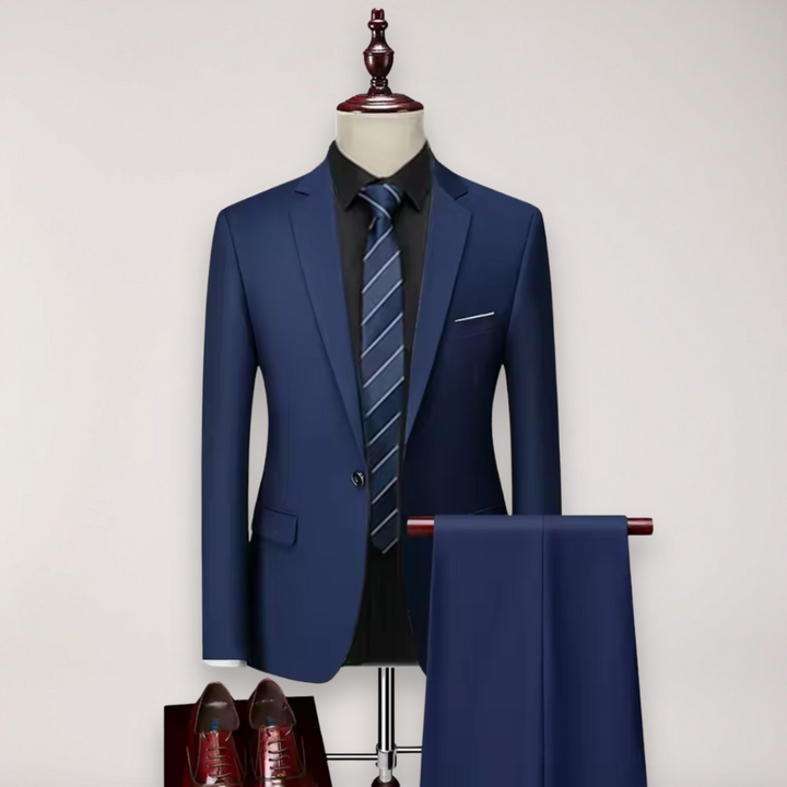 Professional men's tailored two-piece suit set. A smart choice for business meetings, formal events & weddings.