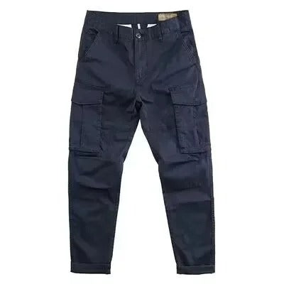 Close-up of durable fabric on men's tapered cargo pants, ensuring long-lasting wear and comfort.