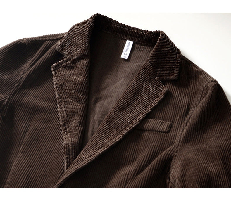 Man wearing a smart casual textured blazer jacket, great for versatile fall style & outerwear.