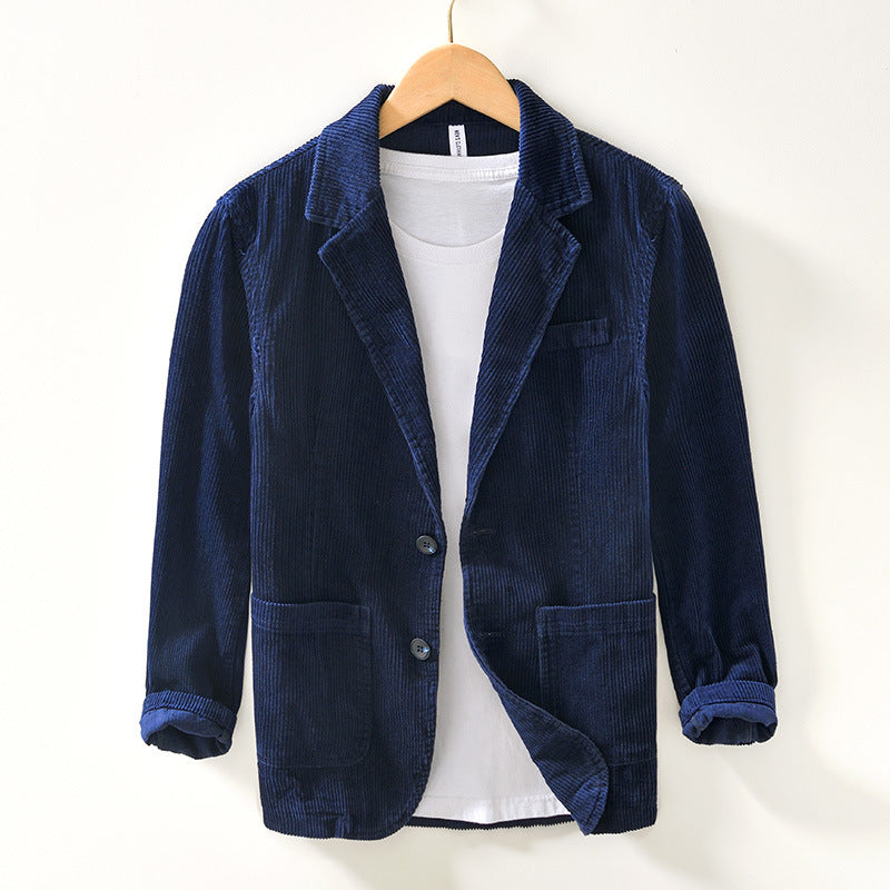 Fall style men's textured casual blazer jacket, ideal for sophisticated layering & men's fashion.