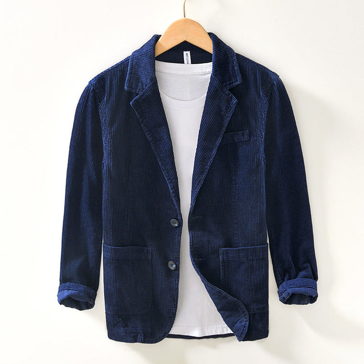 Fall style men's textured casual blazer jacket, ideal for sophisticated layering & men's fashion.