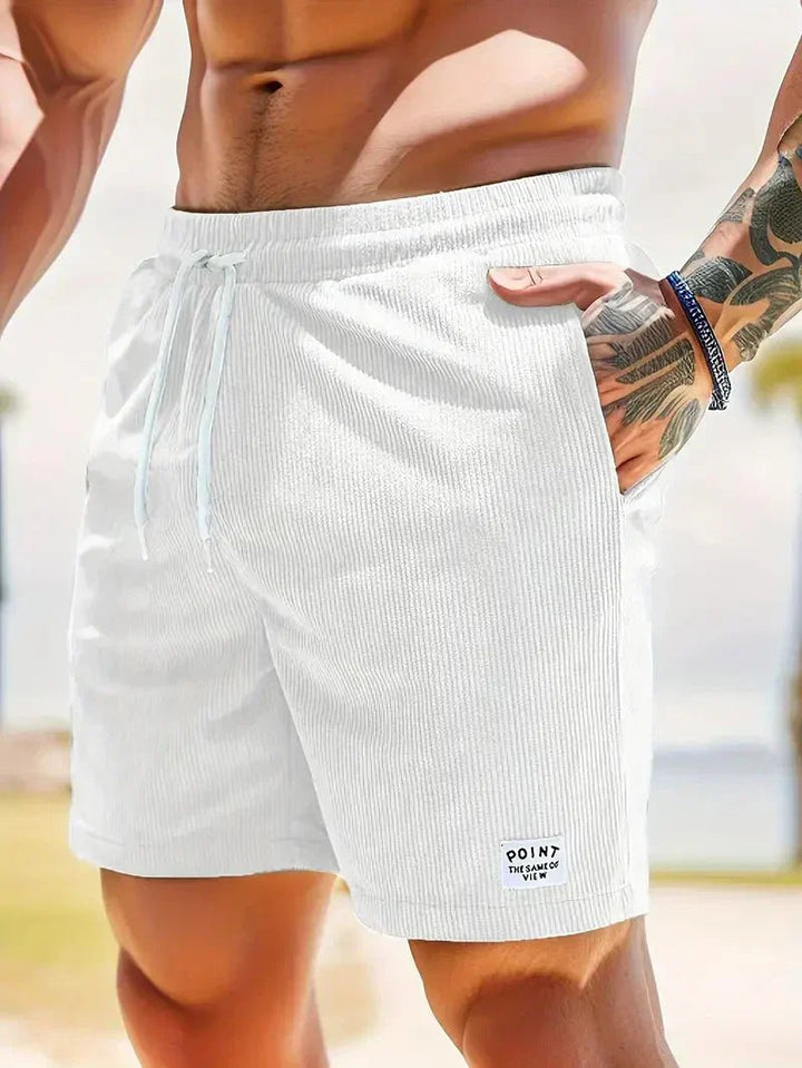 Stylish men's casual drawstring shorts. Textured comfort for everyday wear & summer relaxation.