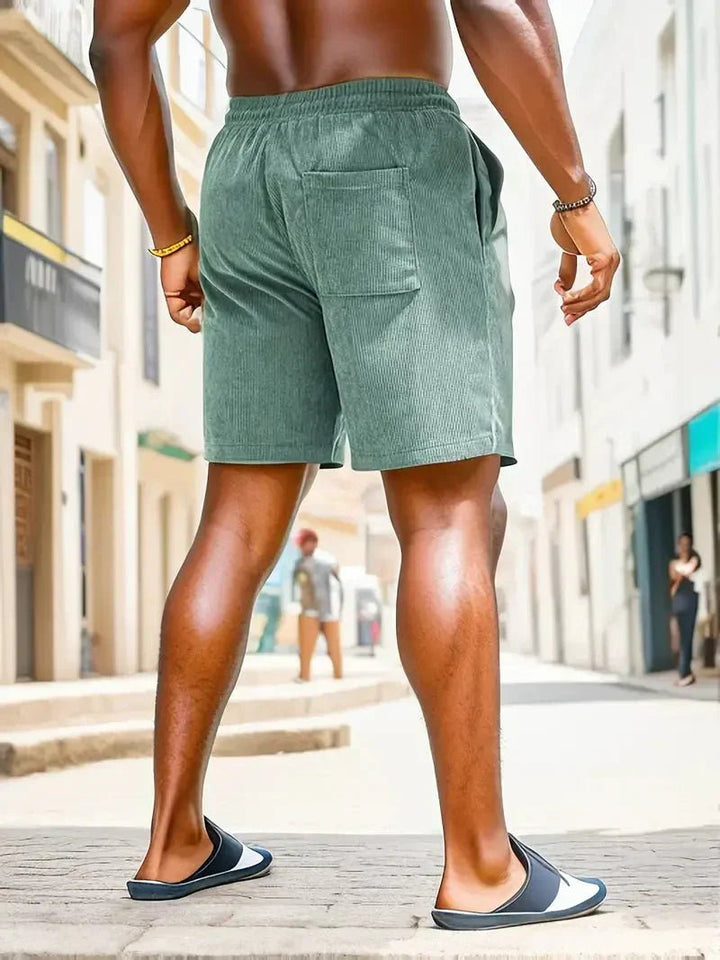 Men's casual drawstring shorts. Textured, comfortable, & relaxed fit for summer everyday wear.