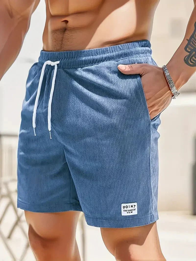 Versatile men's textured drawstring shorts. Comfortable, stylish, & relaxed for casual summer everyday wear.