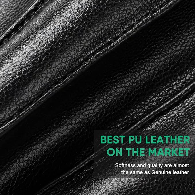 Premium faux leather men's thermal gloves, touchscreen compatible, for luxurious winter warmth and style.