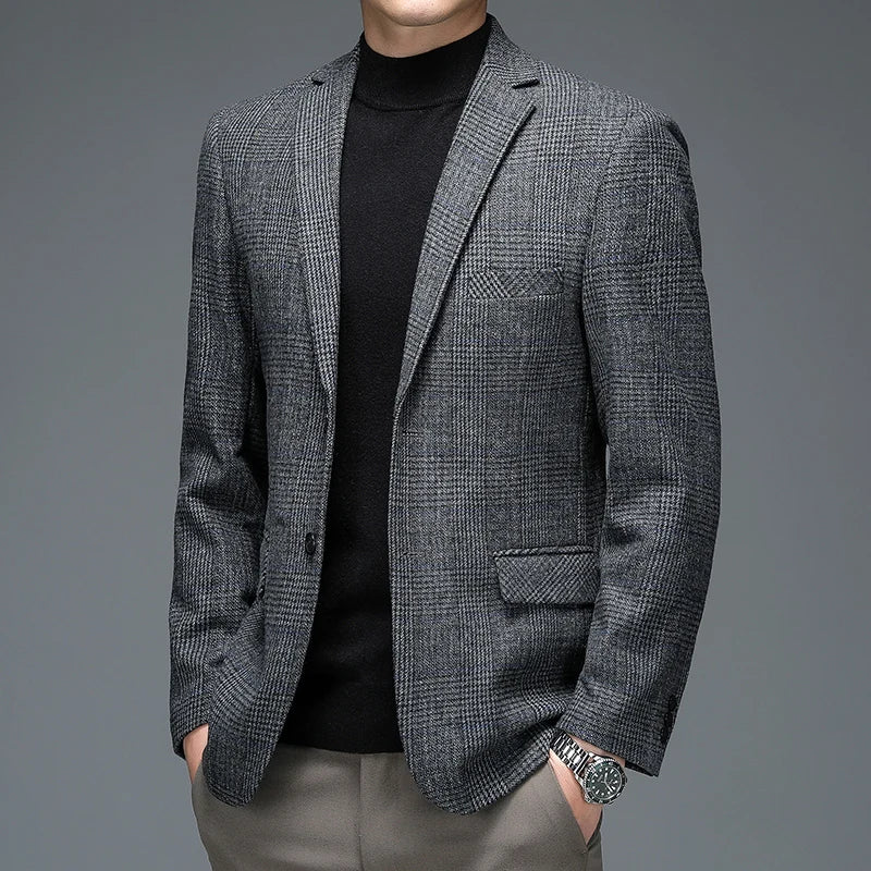Modern men's outerwear: a lightweight comfort blazer suitable for work, business, and smart casual events.