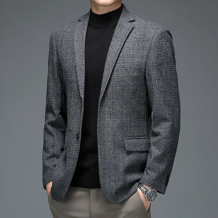 Modern men's outerwear: a lightweight comfort blazer suitable for work, business, and smart casual events.