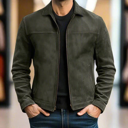 Men's timeless everyday jacket with a durable zip closure & stand collar. Versatile for fall & winter casual wear.