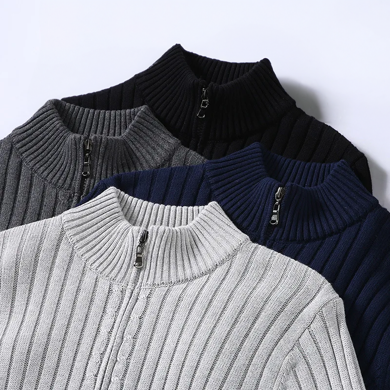Stylish men's full-zip cardigan, a modern zip sweater & fall fashion essential. Perfect layering for smart casual.
