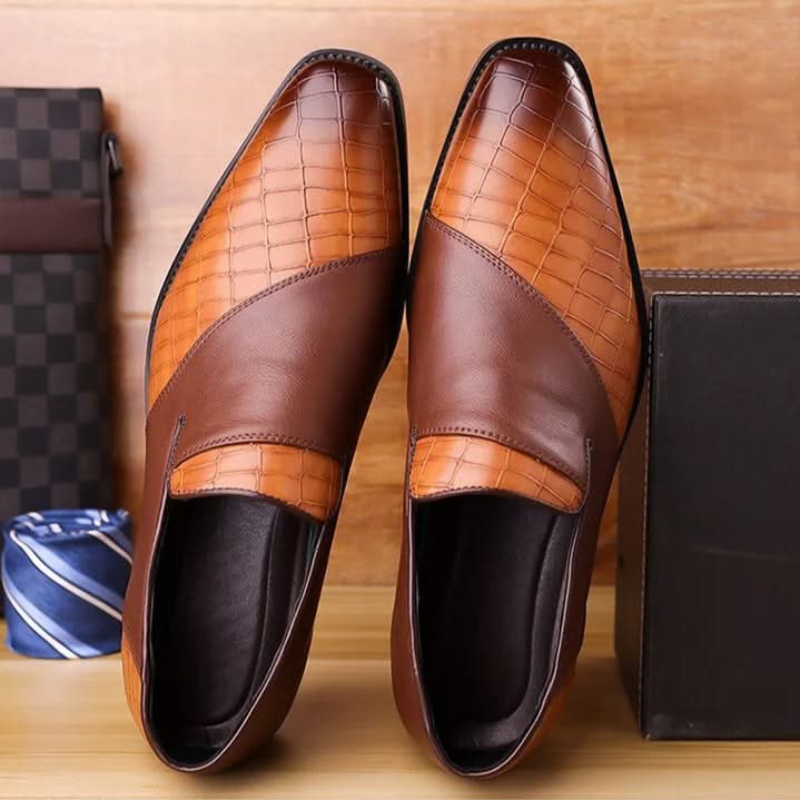 Black men's slip-on loafers for versatile dress or casual fashion. Comfortable, classic everyday footwear.