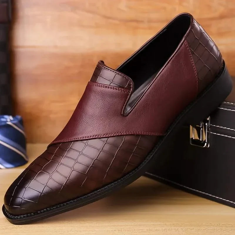 Navy men's slip-on loafers, a comfortable & stylish choice for everyday casual or dress fashion.