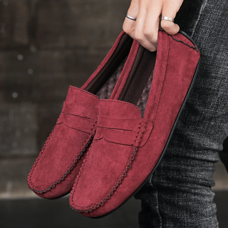 Burgundy men's Tivoli loafers, classic penny style for effortless comfort & a touch of refined men's fashion.