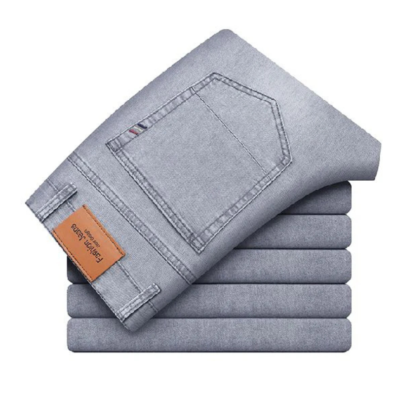 Gray Men's Torino Straight Fit Denim Jeans. Durable stretch cotton denim, perfect for casual everyday wear.
