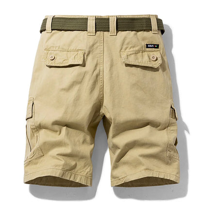 Durable men's cargo shorts for outdoor activities, featuring multiple utility pockets & comfortable relaxed fit.
