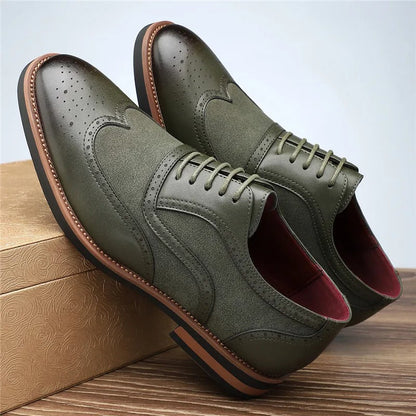 Men's smart casual two-tone brogue oxfords, stylish footwear for a sophisticated look.